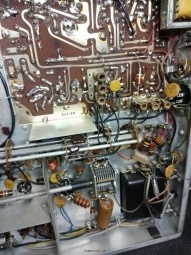 Heathkit HW-16 Novice Transceiver, chassis bottom view, front is image left, rear is image right,