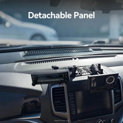 Detached front panel mounted in a car